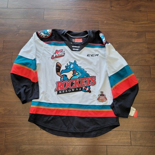 Kelowna Rockets Team Issued CCM White Jersey Size 56 Lower Memorial Cup ...